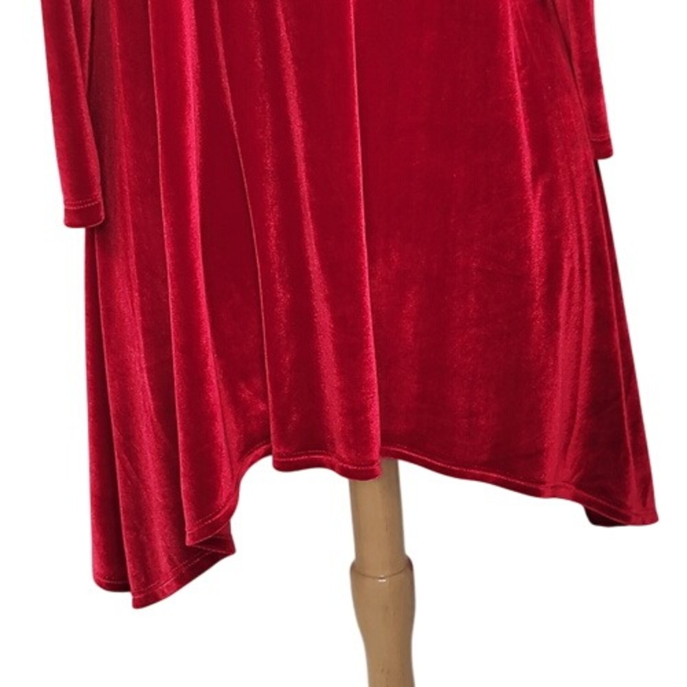 Kate & Mallory Red Velour Cold Shoulder‎ Top - Picture 9 of 12